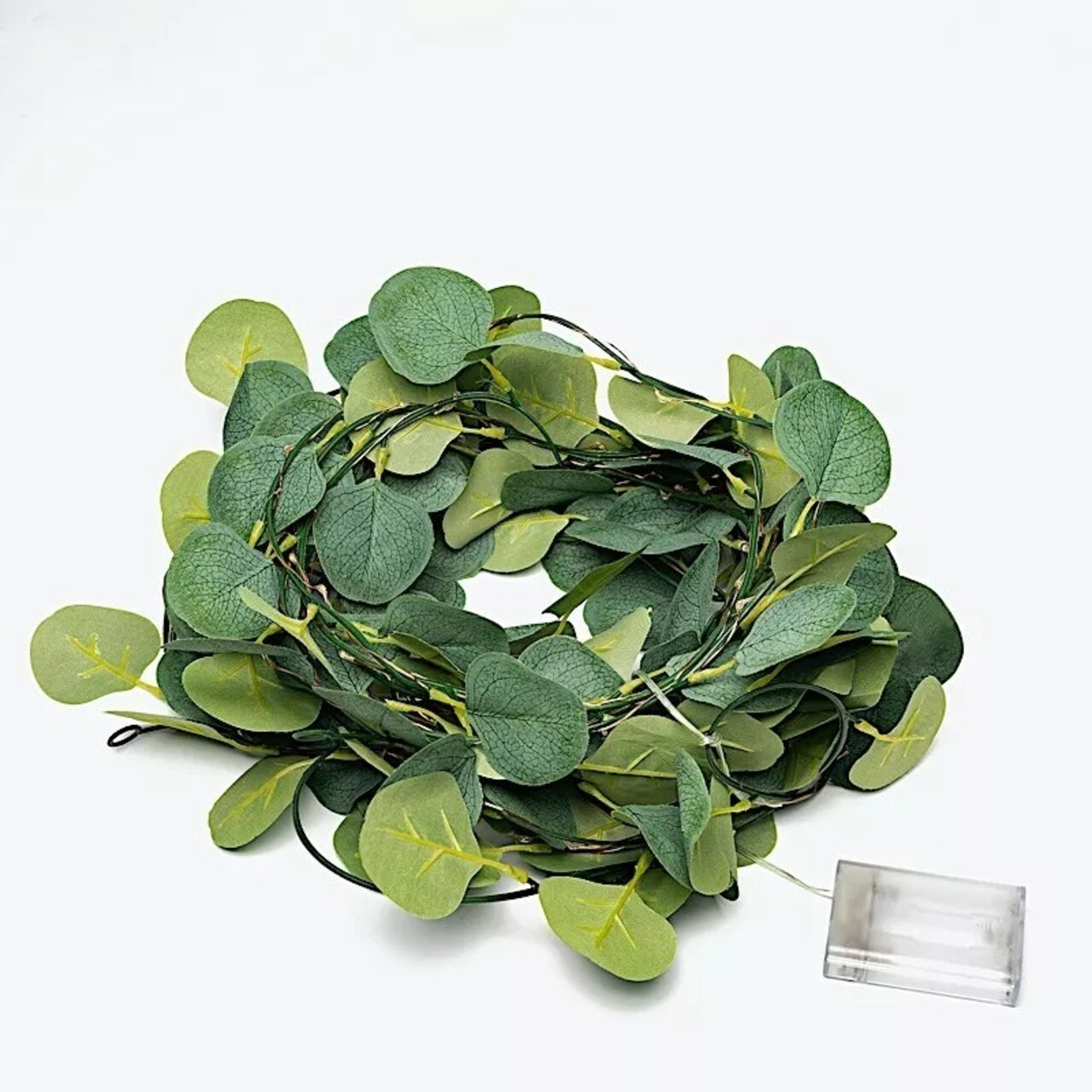 32 ft Green LED Eucalyptus Leaves Garland Battery Operated Wedding Fairy Lights
